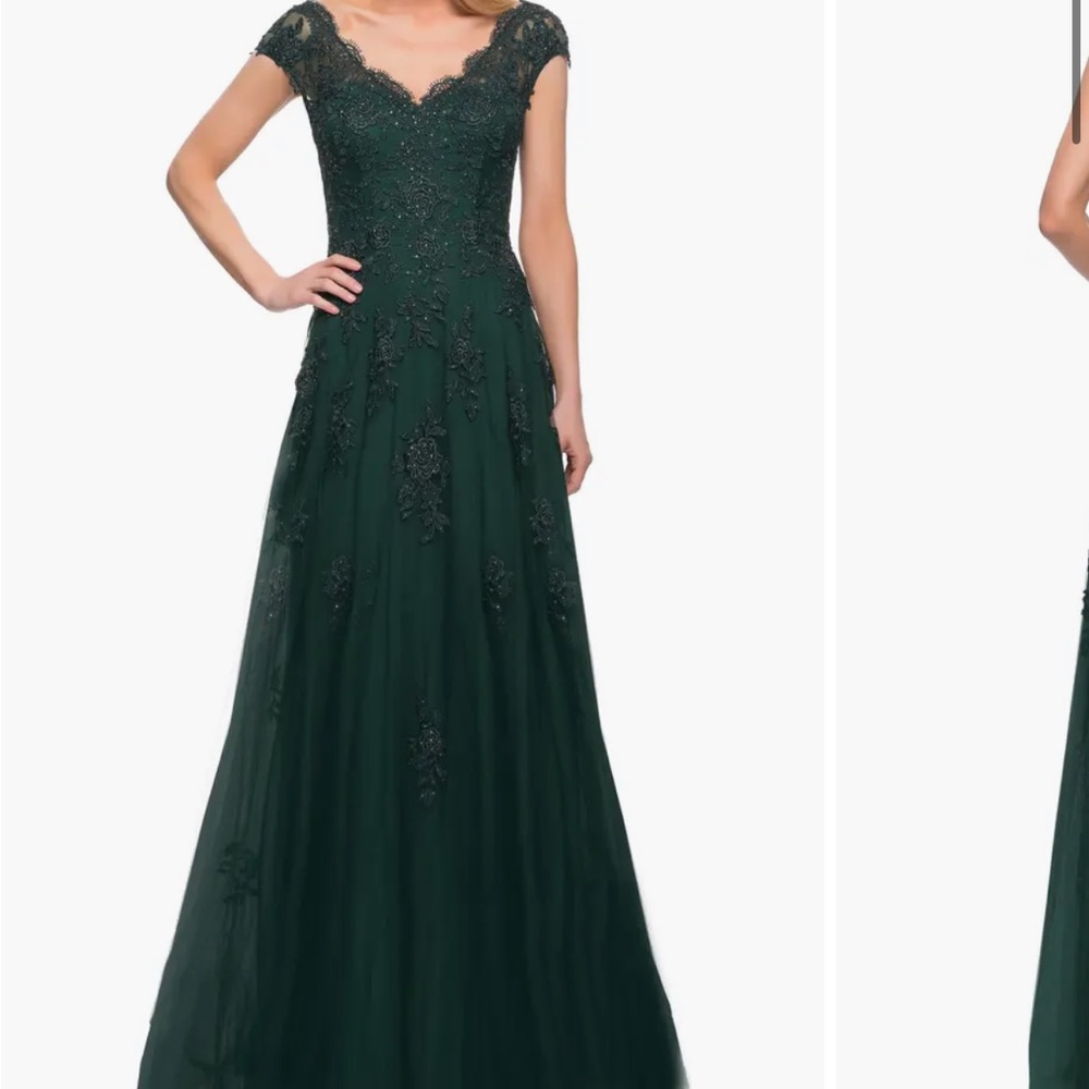 LA FEMME Embellished Tulle & Lace A-Line Gown, COLOR Dark Emerald, SIZE 14 - Picture 1 of 9